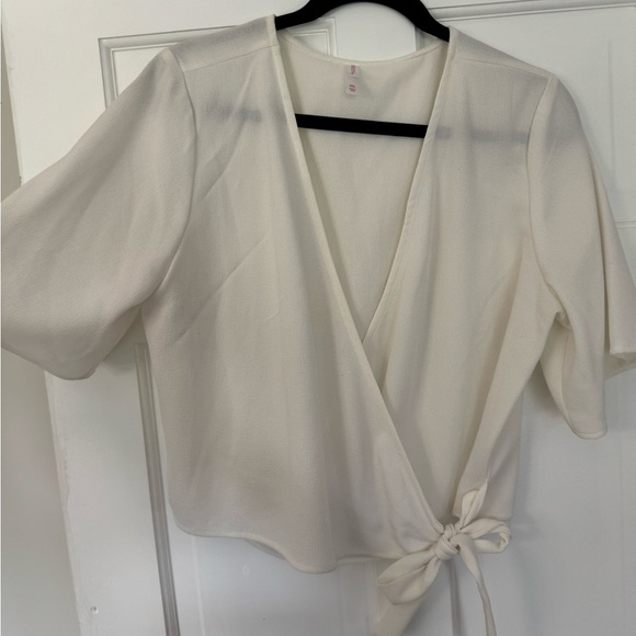 Target exhilaration Elegant Cream Wrap crop Top - Picture 1 of 3